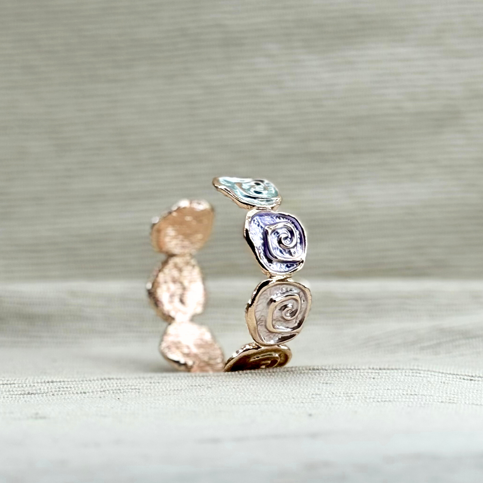 Rose Gold Enamel Swirl Bangle