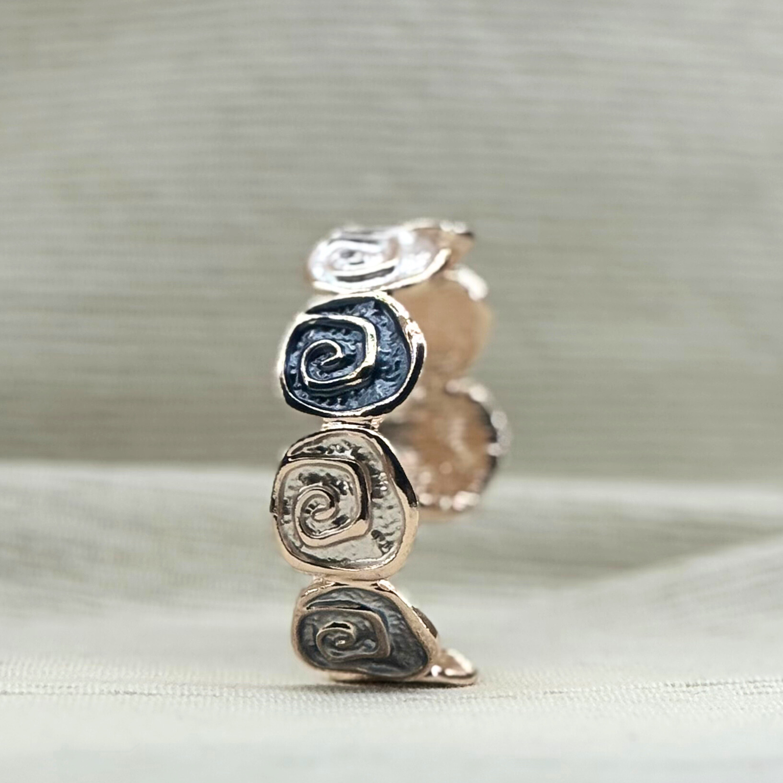 Rose Gold Enamel Swirl Bangle