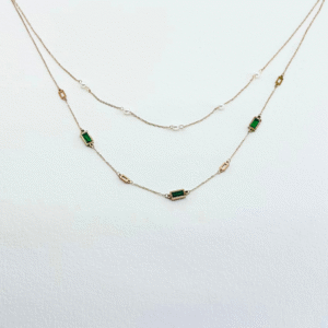 Green Stone Two Layer Necklace