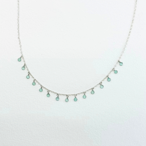 Pastel Green Round Stone Fall Necklace