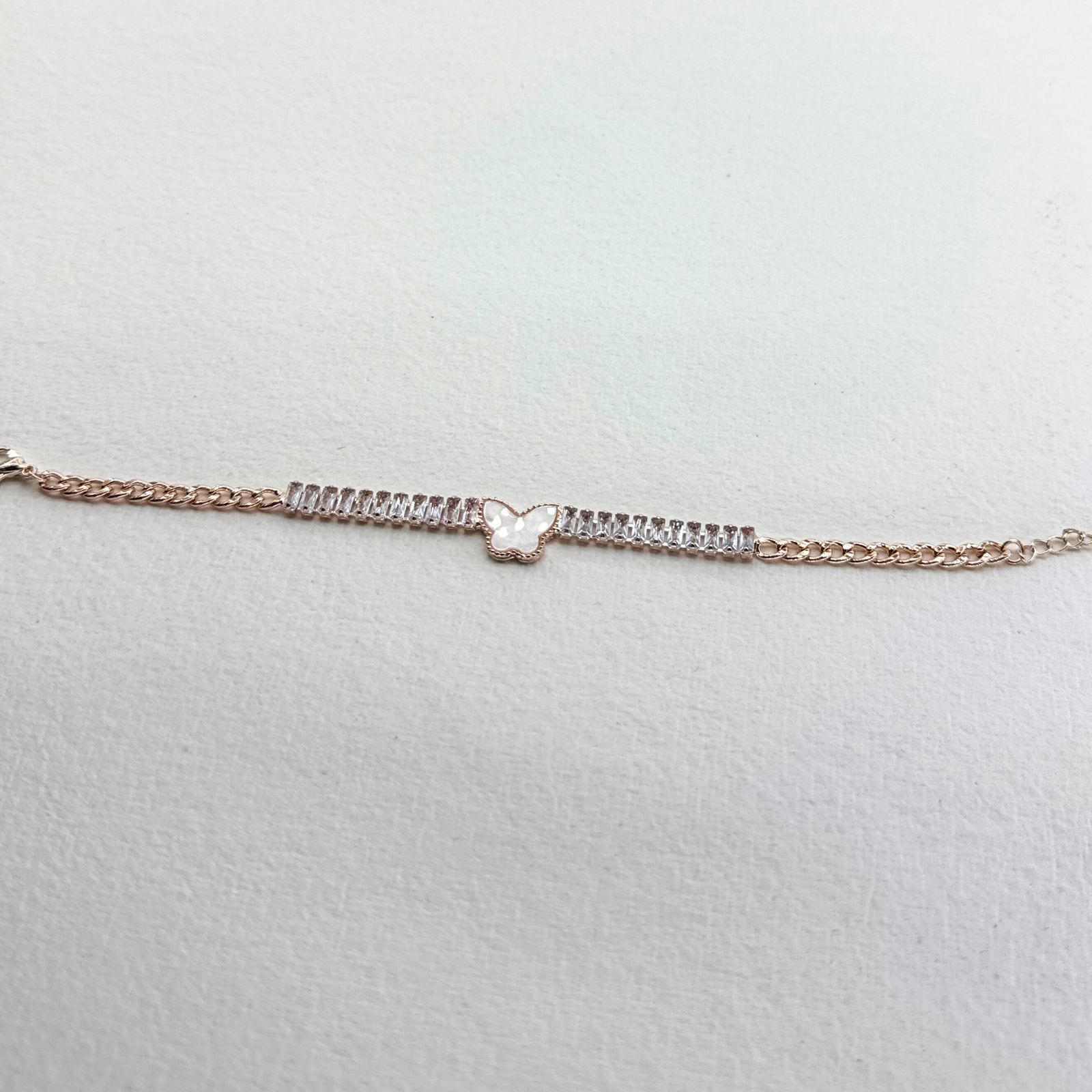 White Stones Butterfly Rosegold Bracelet